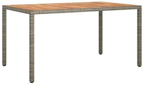 vidaXL Τραπέζι Κήπου για Φαγητό Γκρι 150 x 90 x 75 cm Πολυ ράταν
