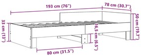 Πλαίσιο Κρεβατιού Μαύρο 75 x 190 εκ. από Επεξεργασμένο Ξύλο - Μαύρο