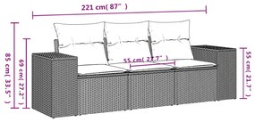 vidaXL Σετ Καναπέ Κήπου 3 Τεμαχίων Μαύρο Συνθετικό Ρατάν με Μαξιλάρια