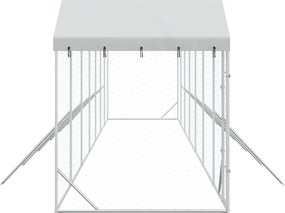 vidaXL Κλουβί Σκύλου Εξ. Χώρου με Οροφή Ασημί 14x2x2,5 μ. Γαλβ. Ατσάλι