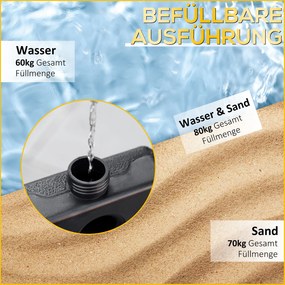 Βάση ομπρέλας Βάρος ομπρέλας 4 μερών, βάση ομπρέλας για πρόβολο ομπρέλα άμμο/νερό έως 60/70 κιλά