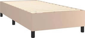 vidaXL Κρεβάτι Boxspring Στρώμα&amp;LED Καπουτσίνο 100x200 εκ. Συνθ. Δέρμα