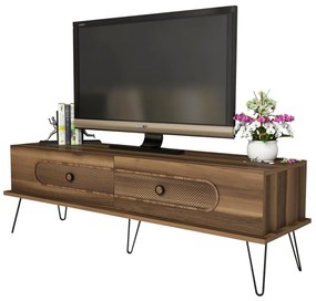 TV STAND  MELAMINE WALNUT COLOR METAL LEGS 145x40x45Hcm.