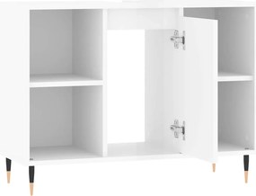 vidaXL Ντουλάπι Μπάνιου Γυαλ. Λευκό 80 x 33 x 60 εκ. από Επεξεργ. Ξύλο