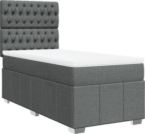 vidaXL Κρεβάτι Boxspring με Στρώμα Σκούρο Γκρι 100x200 εκ. Υφασμάτινο