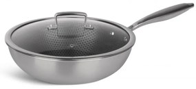 Τηγάνι wok Edenberg EB-7537, 24см, Aνοξείδωτο ατσάλι 18/10, Τριπλή αντικολλητική επίστρωση στο εσωτερικό  Eterna, Inox