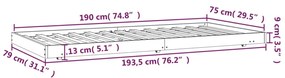 ΠΛΑΙΣΙΟ ΚΡΕΒΑΤΙΟΥ ΜΕΛΙ 75 X 190 ΕΚ. ΑΠΟ ΜΑΣΙΦ ΞΥΛΟ ΠΕΥΚΟΥ 823512