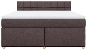 vidaXL Κρεβάτι Boxspring με Στρώμα Σκούρο Καφέ 180x200 εκ Υφασμάτινο