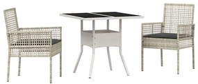 vidaXL Σέτ φαγητού για κήπο 3 pcs Ανοιχτό γκρι συνθετικό ρατάν