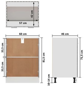 Ντουλάπι Γκρι Sonoma 60 x 46 x 81,5 εκ. από Επεξεργασμένο Ξύλο - Γκρι