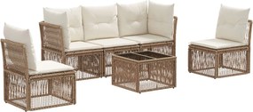 vidaXL Σετ Καναπέ Κήπου 6 pcs Μπεζ συνθετικό ρατάν