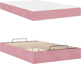 vidaXL Σκελετός κρεβατιού με στρώμα 2 pcs Ροζ Βελούδο