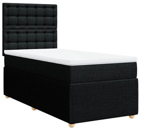 vidaXL Κρεβάτι Boxspring με Στρώμα Μαύρο 80 x 200 εκ. Υφασμάτινο