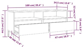 Έπιπλο Τηλεόρασης Γκρι Sonoma 100x34,5x44,5εκ. Επεξεργ. Ξύλο - Γκρι