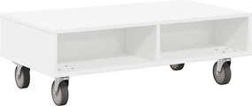 vidaXL Κομοδίνο με τροχούς Λευκό 90 x 50 x 30 cm Επεξεργασμένο ξύλο