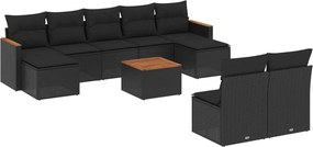 vidaXL Patio Sofa Set 10-θέσια Black