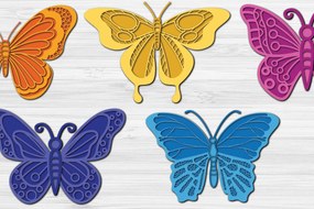 Σετ των 2 Intra απο ξύλο plywood 3mm-4mm πάχος Τρισδιάστατο κοπής χαρτιού πεταλούδας Δίασταση 1200x1200 cm INTRAFABR-19319233