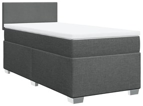 Κρεβάτι Boxspring με Στρώμα Σκούρο Γκρι 100x200 εκ. Υφασμάτινο - Γκρι