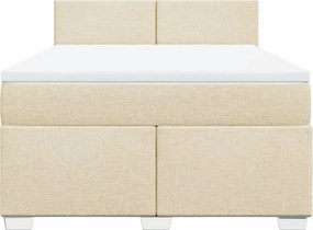 vidaXL Κρεβάτι Boxspring με Στρώμα Κρεμ 140x200 εκ. Υφασμάτινο