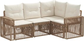 vidaXL Σετ Καναπέ Κήπου 4 pcs Μπεζ και Κρέμ συνθετικό ρατάν