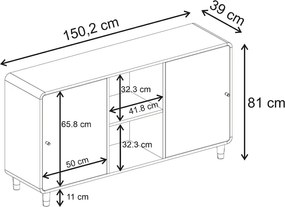 Μπουφές Doro Megapap χρώμα sepet oak 150,2x39x81εκ.