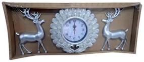 Ρολόι τοίχου με διακοσμητικά ελάφια - 3pcs - 913-5 - 391353 - Silver