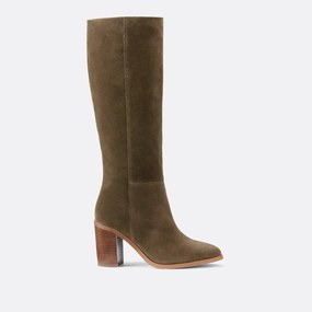 Μπότες από nubuck με φαρδύ τακούνι