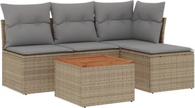 vidaXL Patio Sofa Set 4-θέσια Μίξη μπεζ και ανοιχτό γκρι