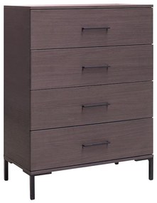 Συρταριέρα Calliope pakoworld με 4 συρτάρια χρώμα wenge-black 80x44x108εκ