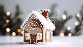 Intra Συλλεκτικό Ξύλινο Παζλ Plywood  4mm - Μικρό μελόψωμο σπίτι διακοσμημένο για τις γιορτές Σε Ξύλινο Κουτί - Διαστάσεις: 10x10 cm – 25 κομμάτια