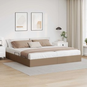 vidaXL Κρεβάτι Οθωμανικού Τύπου Καπουτσίνο 200 x 200 cm Τεχνητό Δέρμα