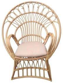 Πολυθρόνα Boloni Inart με μπεζ μαξιλάρι-φυσικό rattan 100x67x120εκ 100x67x120 εκ.