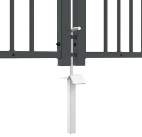 vidaXL Πύλη Φράχτη με Στρογγυλή Κορυφή Γκρι 404 x 175 εκ. Ατσάλι