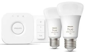 Starter Kit Έξυπνη Λάμπα 2xE27 Led 11W 1100 RGBW Hue Dimmer 929002468805 Philips 929002468805