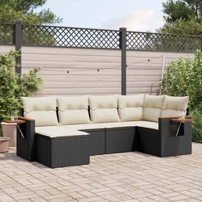 vidaXL Patio Sofa Set 6-θέσια Black and Cream