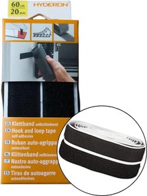 Αυτοκόλλητη Tαινία Tύπου Velcro (Hook&amp;Loop) Μαύρο 60cmx20mm