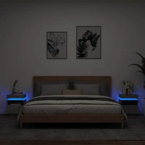 Κομοδίνα με Φώτα LED 2 τεμ. Γκρι Σκυροδέματος 40x39x48,5 εκ. - Γκρι