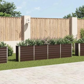 vidaXL Ζαρντινιέρα Ψηλή Καφέ 320 x 40 x 77 εκ. Γαλβανισμένος Χάλυβας