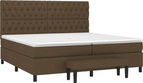 vidaXL Κρεβάτι Boxspring με Στρώμα Σκούρο Καφέ 200x200 εκ. Υφασμάτινο