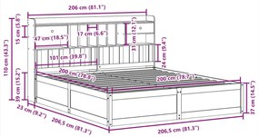 Σκελετός Κρεβατιού Χωρίς Στρώμα 200x200 εκ Μασίφ Ξύλο Πεύκου - Καφέ