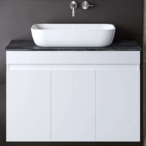 Έπιπλο Μπάνιου Πάγκος Με Νιπτήρα Omega Top S3BOMT090GLG 90x46x60cm White-Grey Πορσελάνη,Μελαμίνη