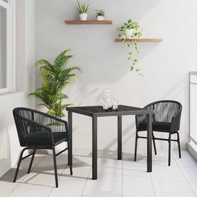 vidaXL Σέτ φαγητού για κήπο 3 pcs Μαύρο Πολυ ράταν