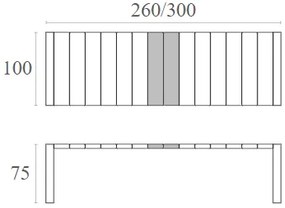 VEGAS WHITE 100X260/300Χ75ΕΚ. ΕΠΕΚΤ.ΤΡΑΠΕΖΙ ΠΟΛ/ΝΙΟΥ