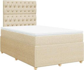 vidaXL Κρεβάτι Boxspring με Στρώμα Κρεμ 120x200 εκ. Υφασμάτινο