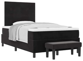 vidaXL Κρεβάτι με ελατήρια με στρώμα Μαύρο 120 x 200 cm Βελούδο