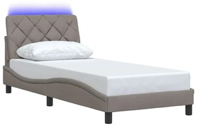 vidaXL Σκελετός Κρεβατιού με LED Χωρίς Στρώμα Taupe 90x200 εκ.