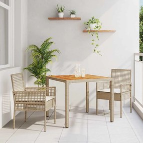 vidaXL Σετ Κήπου  3 Τεμαχίων με Κρεμ Μαξιλάρια και Πολυ Ρατάν