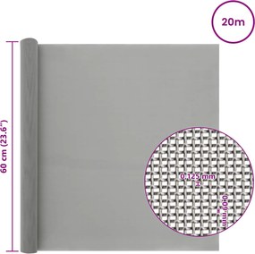vidaXL Πλέγμα Οθόνης 120 mesh 60 x 2000 cm Ανοξείδωτο Ατσάλι 201 Ασημί
