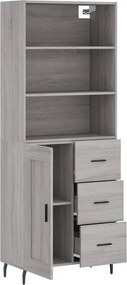 vidaXL Ντουλάπι Γκρι Sonoma 69,5 x 34 x 180 εκ. Επεξεργασμένο Ξύλο