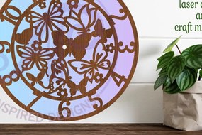 Σετ των 3 Intra απο ξύλο plywood 3mm-4mm πάχος Ρολόι τοίχου Butterfly  Cut  Δίασταση 8x8 cm INTRAFABR-85418152